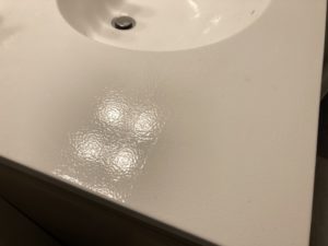 bathroom sink resurfaced / painted with rustoleum tub and tile, close up